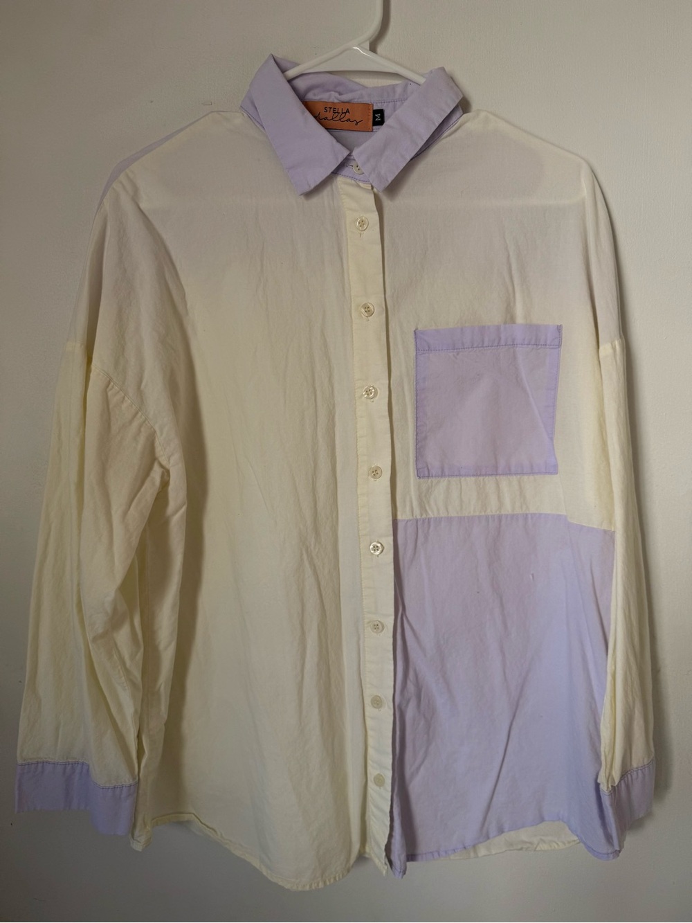 Two-Tone Lavender & Butter Yellow Button-Up Shirt